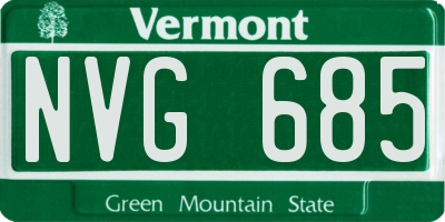 VT license plate NVG685