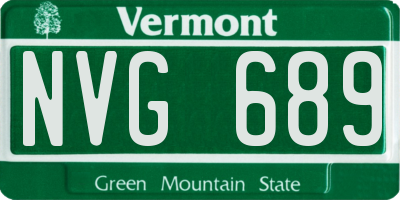 VT license plate NVG689