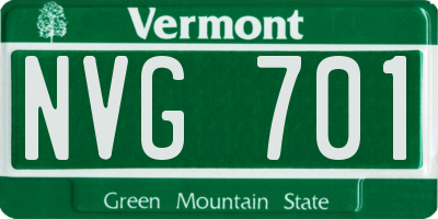 VT license plate NVG701