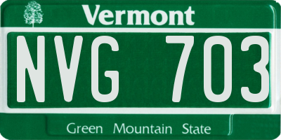 VT license plate NVG703