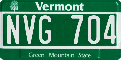 VT license plate NVG704