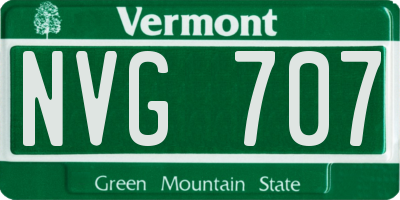 VT license plate NVG707