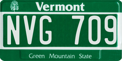 VT license plate NVG709