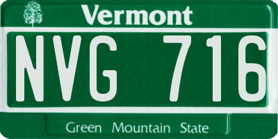 VT license plate NVG716