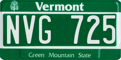 VT license plate NVG725