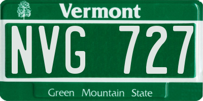 VT license plate NVG727