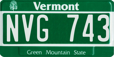 VT license plate NVG743