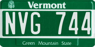 VT license plate NVG744