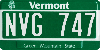 VT license plate NVG747