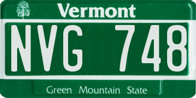 VT license plate NVG748