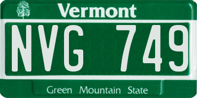 VT license plate NVG749