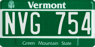 VT license plate NVG754