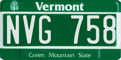VT license plate NVG758