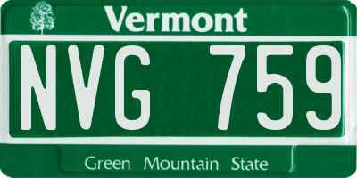 VT license plate NVG759