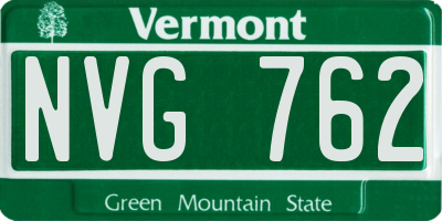 VT license plate NVG762