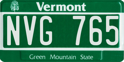 VT license plate NVG765