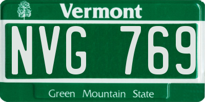 VT license plate NVG769