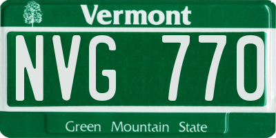 VT license plate NVG770