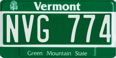 VT license plate NVG774