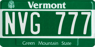 VT license plate NVG777