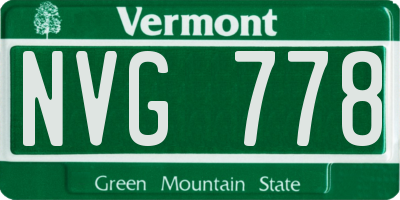 VT license plate NVG778