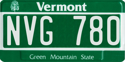 VT license plate NVG780