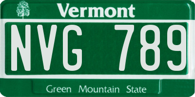 VT license plate NVG789