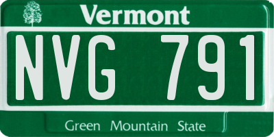 VT license plate NVG791