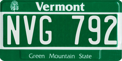VT license plate NVG792