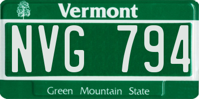 VT license plate NVG794