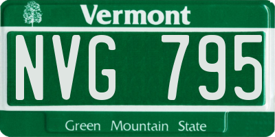 VT license plate NVG795