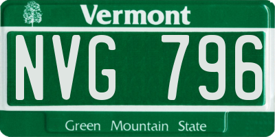 VT license plate NVG796