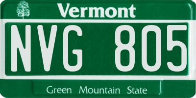 VT license plate NVG805