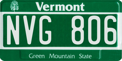 VT license plate NVG806
