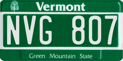VT license plate NVG807