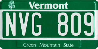 VT license plate NVG809