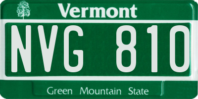 VT license plate NVG810