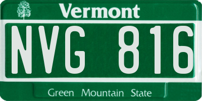 VT license plate NVG816