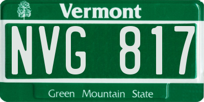 VT license plate NVG817