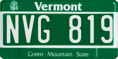 VT license plate NVG819
