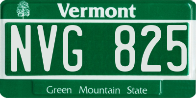 VT license plate NVG825
