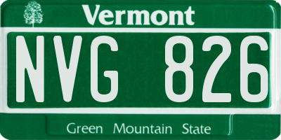 VT license plate NVG826