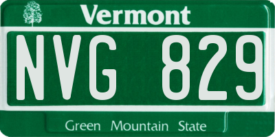 VT license plate NVG829