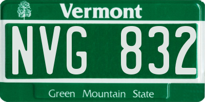 VT license plate NVG832