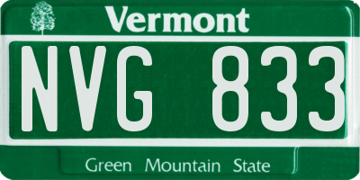 VT license plate NVG833