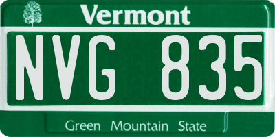 VT license plate NVG835