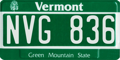 VT license plate NVG836