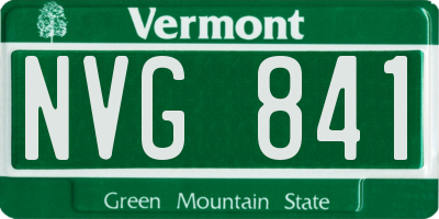 VT license plate NVG841