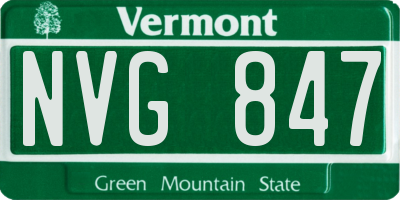 VT license plate NVG847