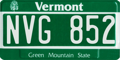 VT license plate NVG852